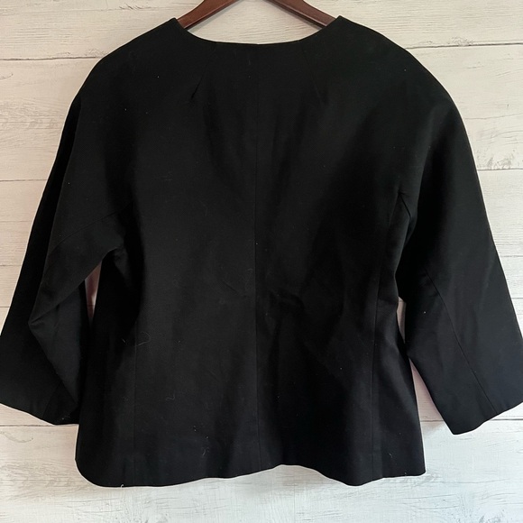 Bob Macke Womens collarless Jacket Black Blouse Wearable Art Floral Sz Large EUC - Picture 7 of 10